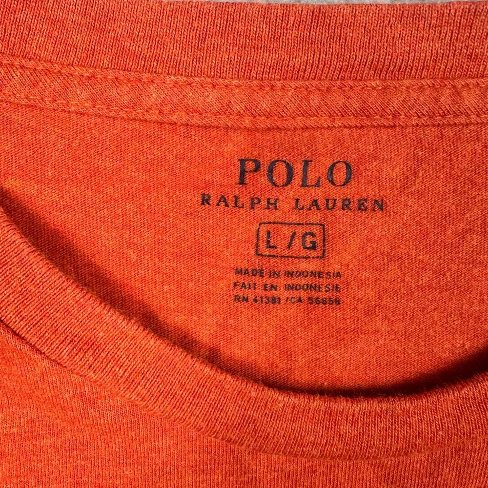 Polo Ralph Lauren Long Sleeve T-Shirt Mens Large‎ Orange Pony Logo Preppy